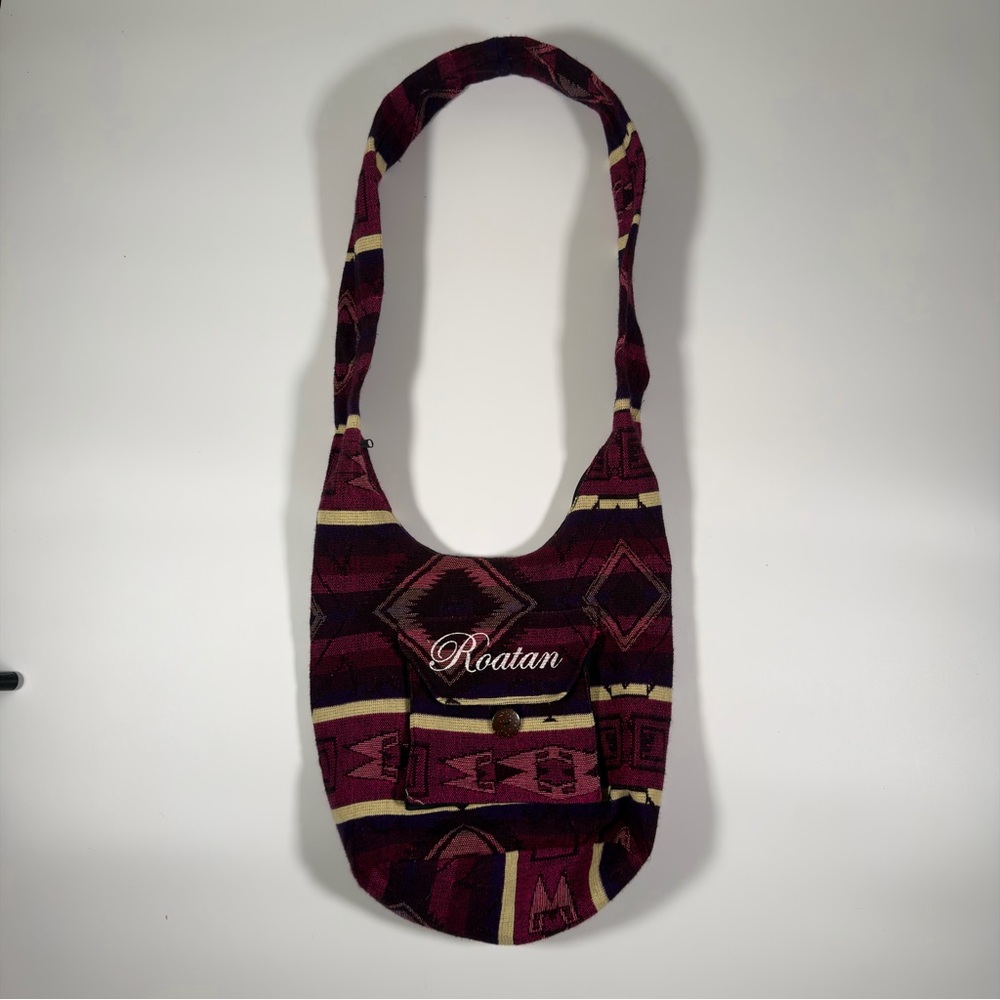 Roatan Burgundy Patterned Shoulder Bag‎ Aztec Print